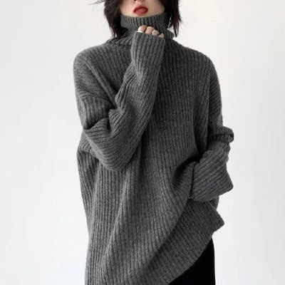 The Waffle Warmth | Women's Semi-Turtleneck Waffle Knit Pullover Sweater - Image 7