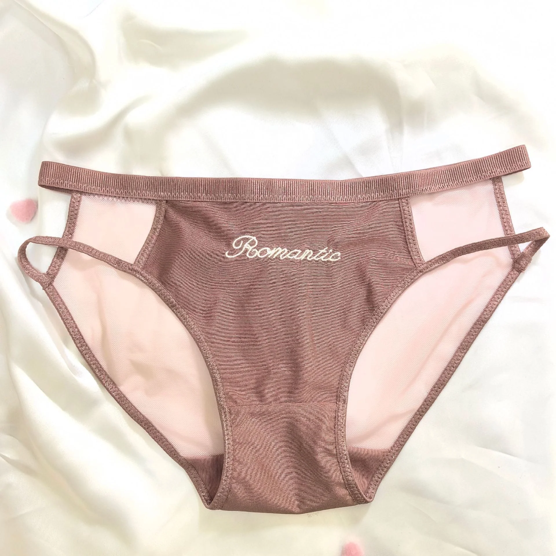 The Whispered Blossom | Embroidered Ice Silk Splicing Mesh Panties - Image 11