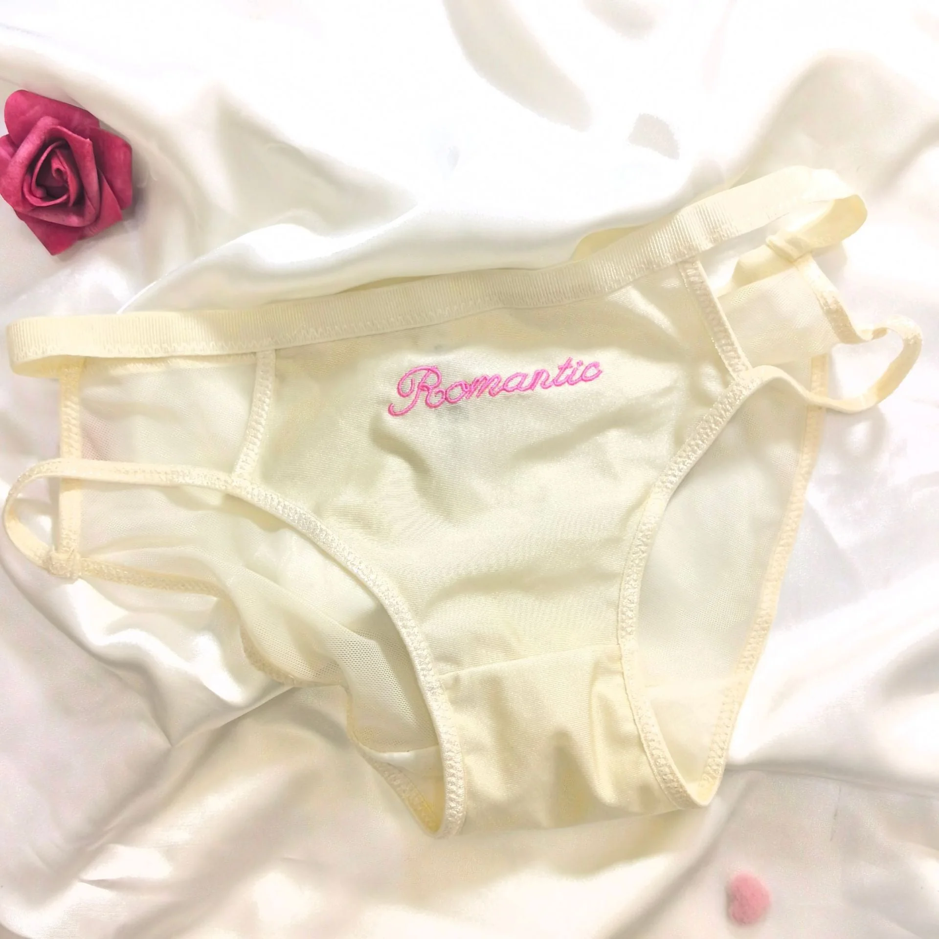 The Whispered Blossom | Embroidered Ice Silk Splicing Mesh Panties - Image 4