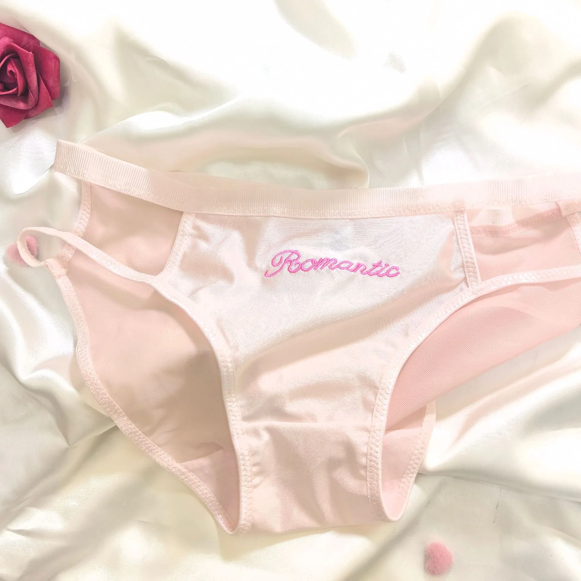 The Whispered Blossom | Embroidered Ice Silk Splicing Mesh Panties - Image 5