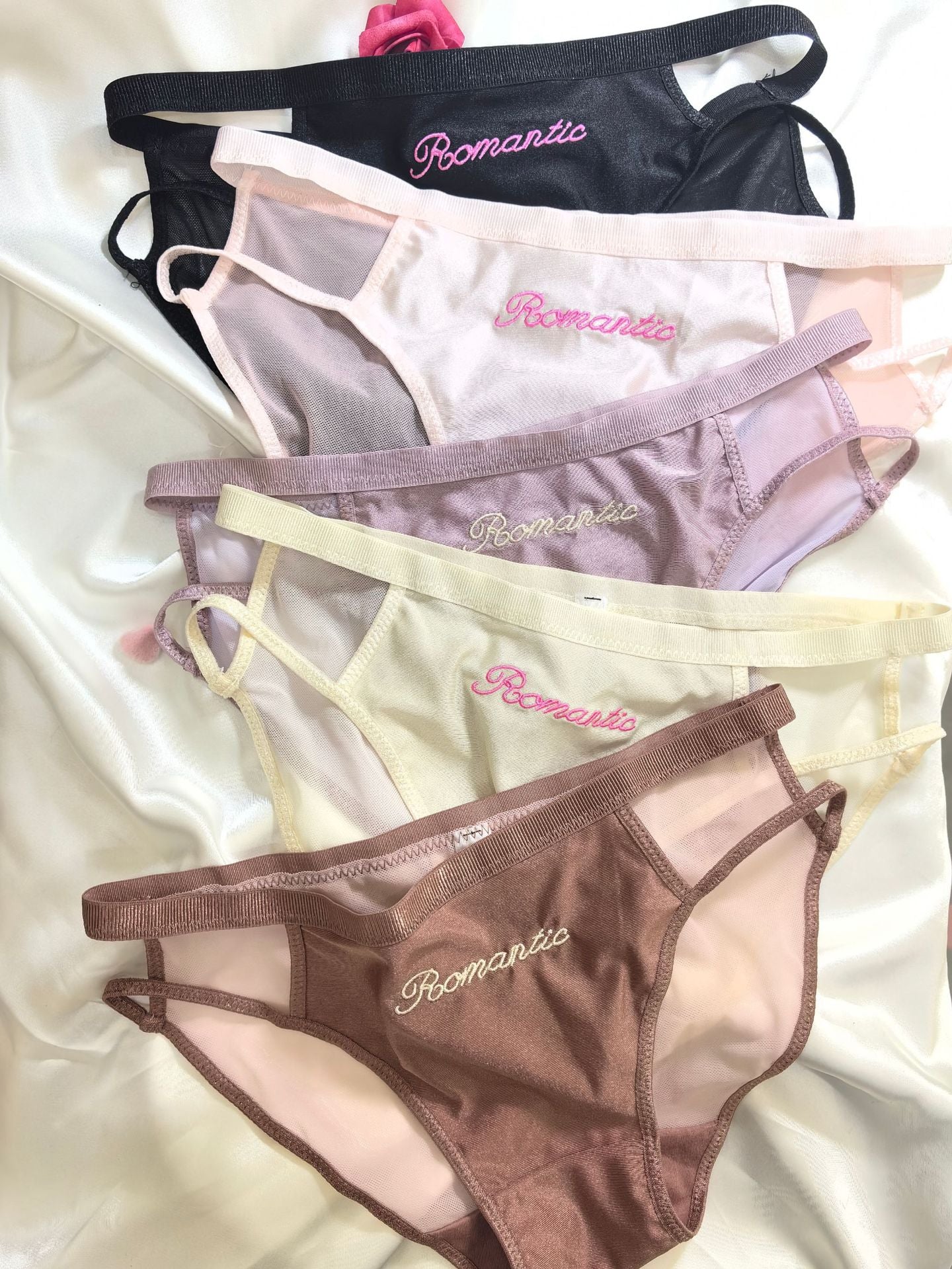 The Whispered Blossom | Embroidered Ice Silk Splicing Mesh Panties FD - Image 10