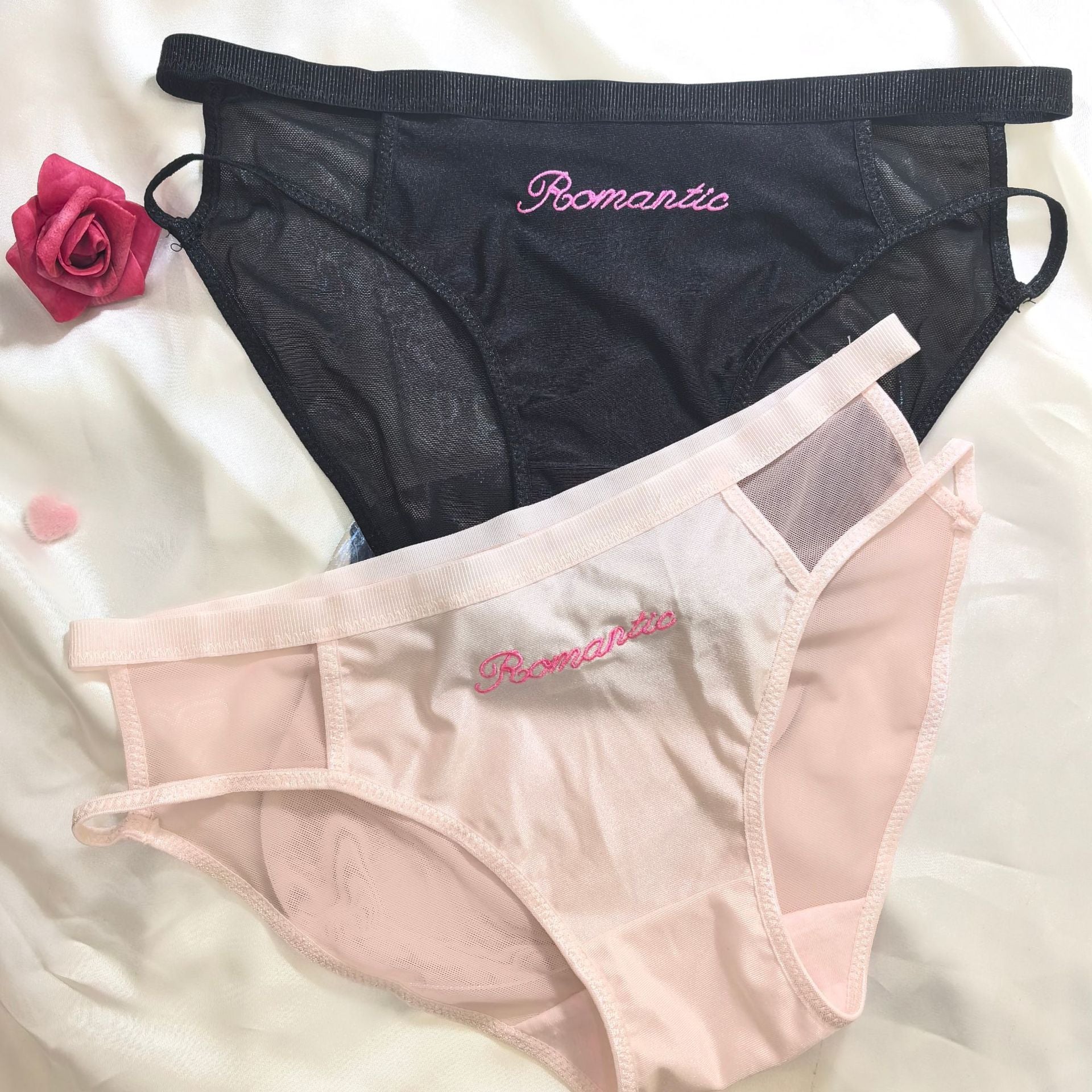 The Whispered Blossom | Embroidered Ice Silk Splicing Mesh Panties FD - Image 13