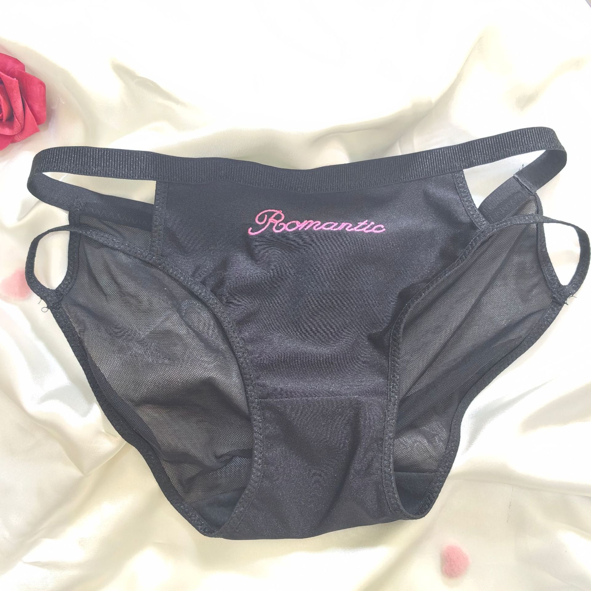 The Whispered Blossom | Embroidered Ice Silk Splicing Mesh Panties FD - Image 6