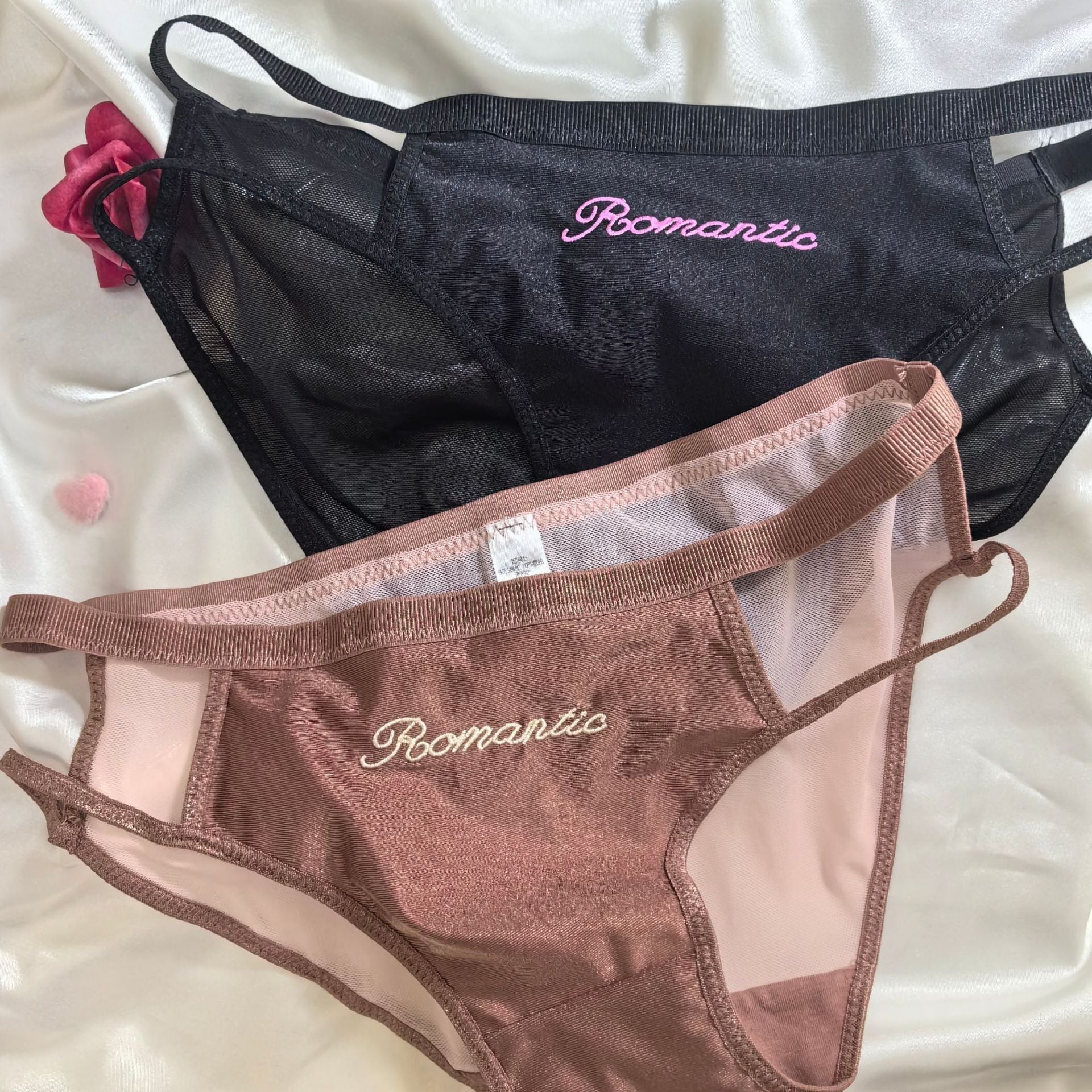 The Whispered Blossom | Embroidered Ice Silk Splicing Mesh Panties FD - Image 7