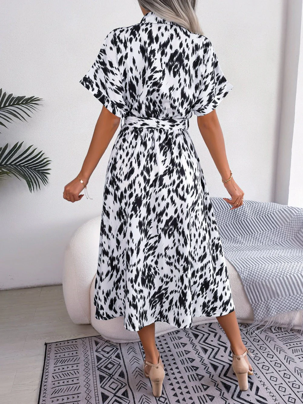 The Wild Elegance | Leopard Print Lace-Up Shirt Maxi Dress - Image 16