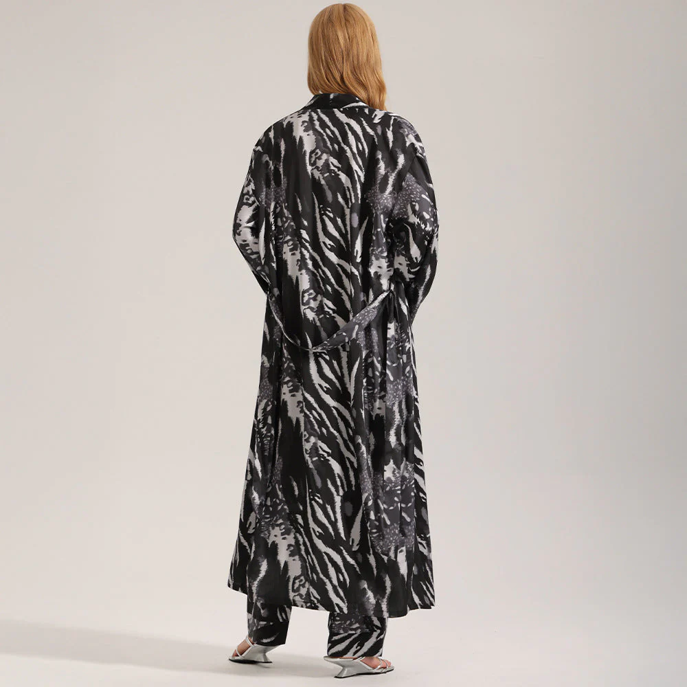 The Wild Elegance | Leopard Print Satin Three-Piece Sleepwear Set - Image 3