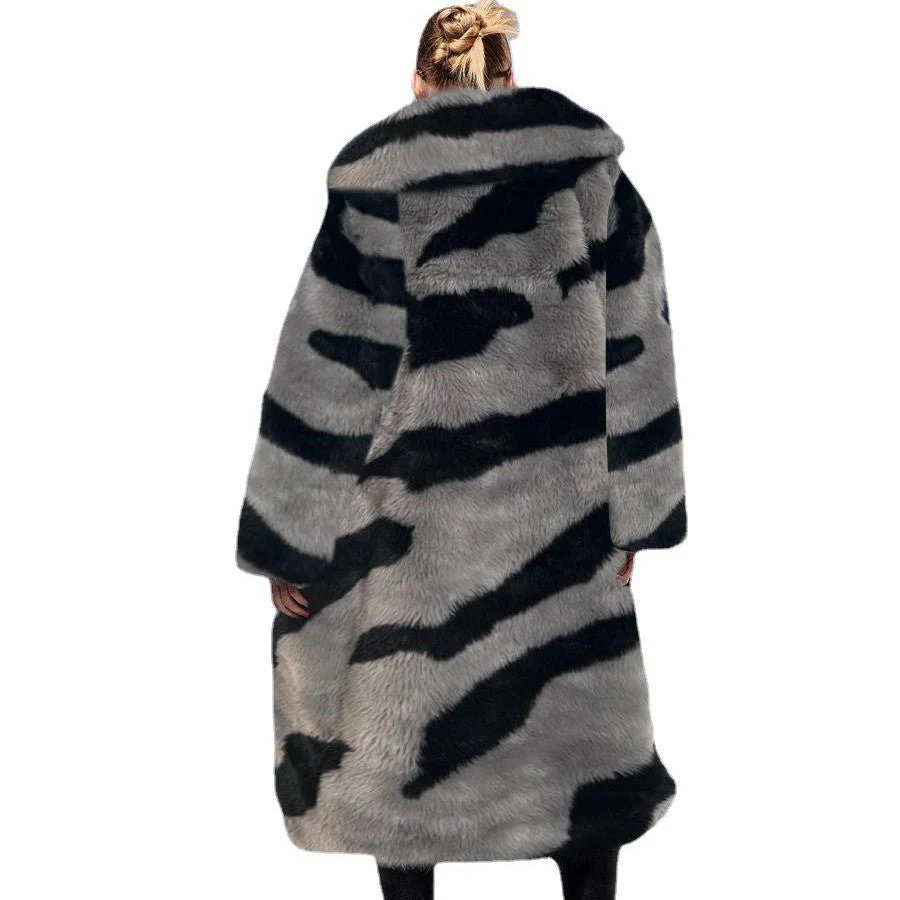 The Wild Sovereign | Imitation Tiger Pattern Extended Faux Fur Coat FD - Image 5
