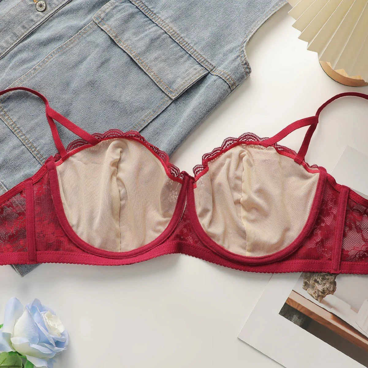 The Wine Seduction | Plus-Size Lace Push-Up Wireless Bra - Image 4