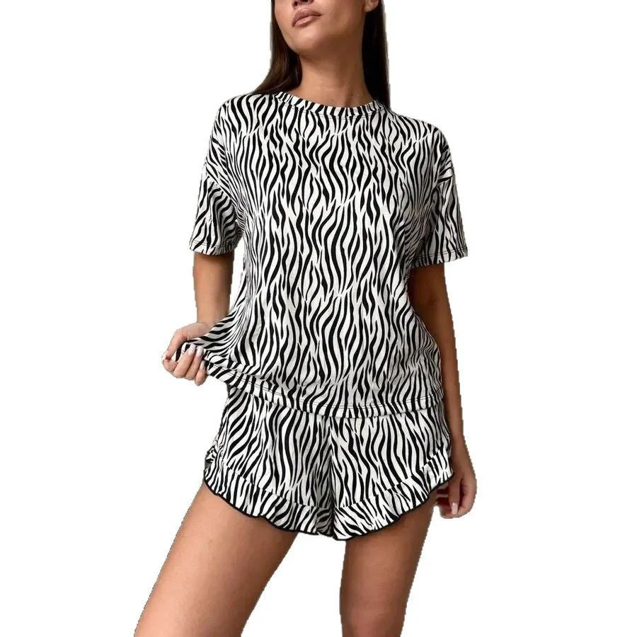 The Zebra Chill | Striped Short-Sleeve Top & Shorts Pajama Set - Image 5