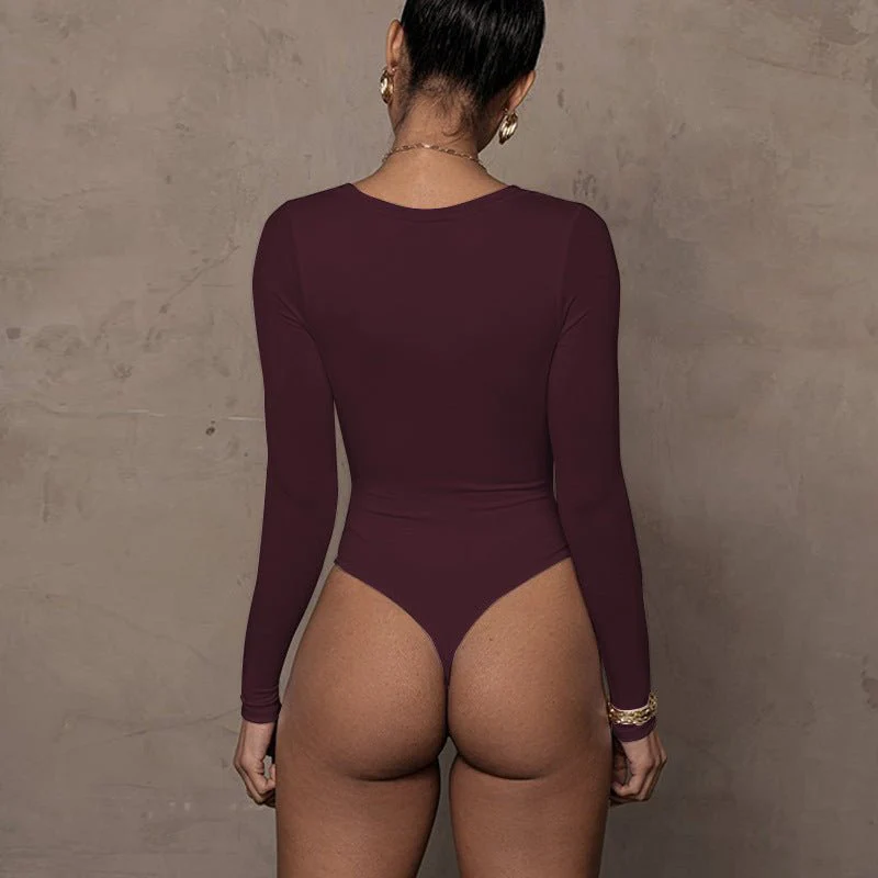 Trending women long-sleeved V-neck bodysuit perfect as inner - Image 10