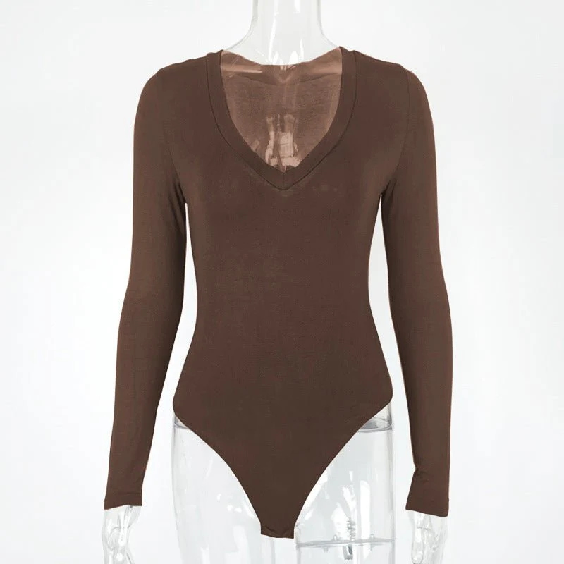 Trending women long-sleeved V-neck bodysuit perfect as inner - Image 16
