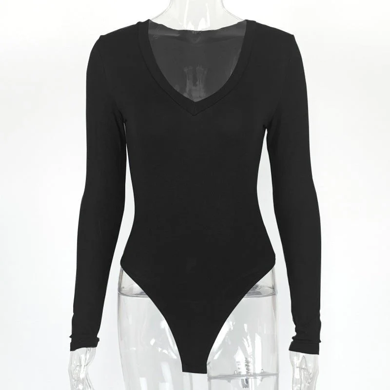Trending women long-sleeved V-neck bodysuit perfect as inner - Image 18