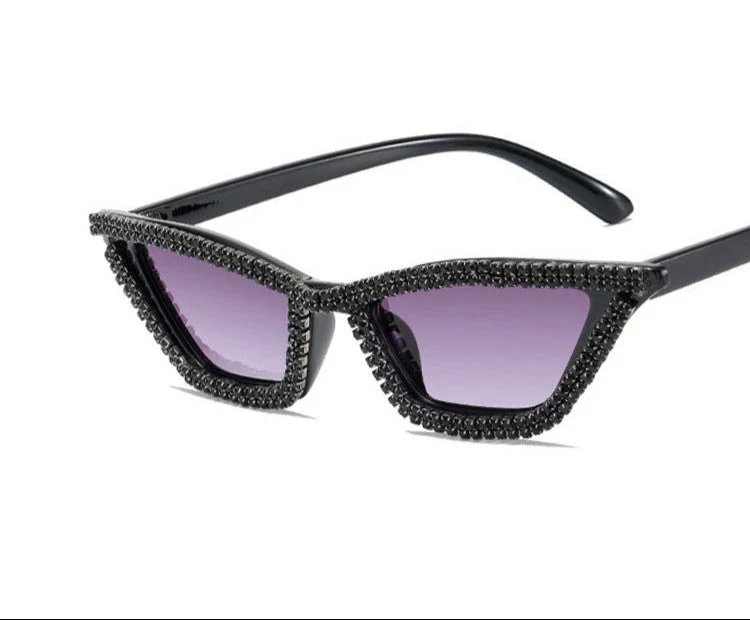 Triangular cat-eye diamond sunglasses – UV400 Full Frame Fashion Shades - Image 3
