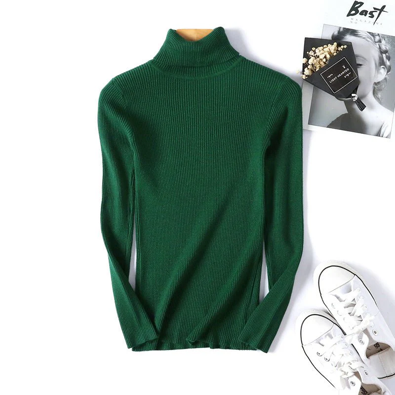 Turtleneck sweater long sleeve slim fit solid color high neck FD - Image 10