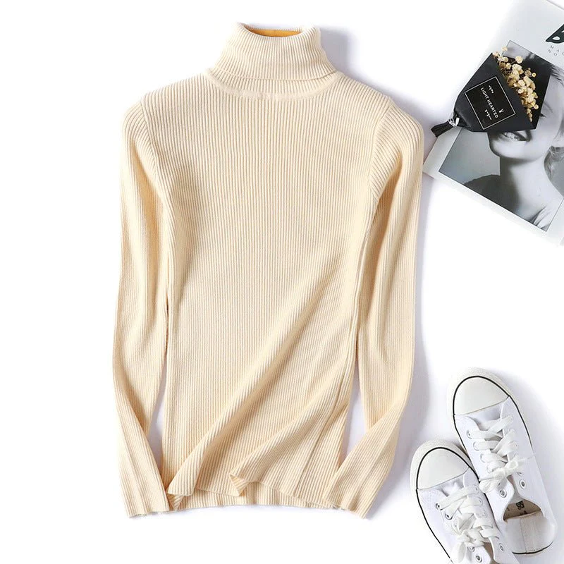 Turtleneck sweater long sleeve slim fit solid color high neck FD - Image 13