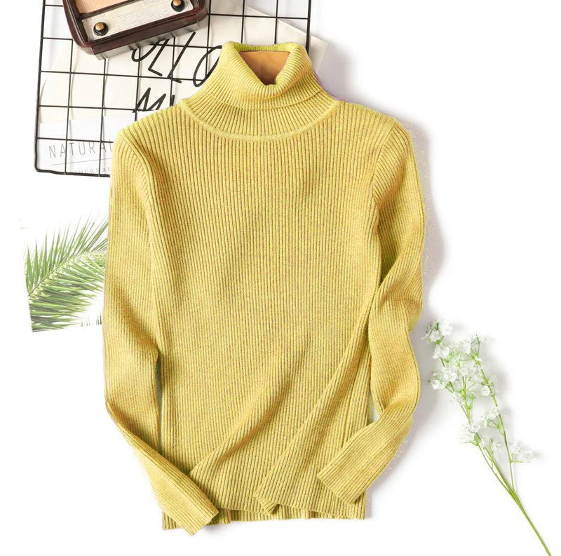 Turtleneck sweater long sleeve slim fit solid color high neck FD - Image 15