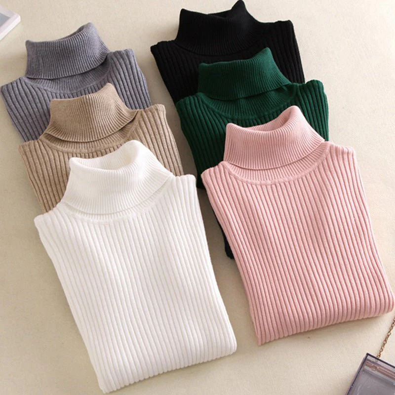 Turtleneck sweater long sleeve slim fit solid color high neck FD - Image 18