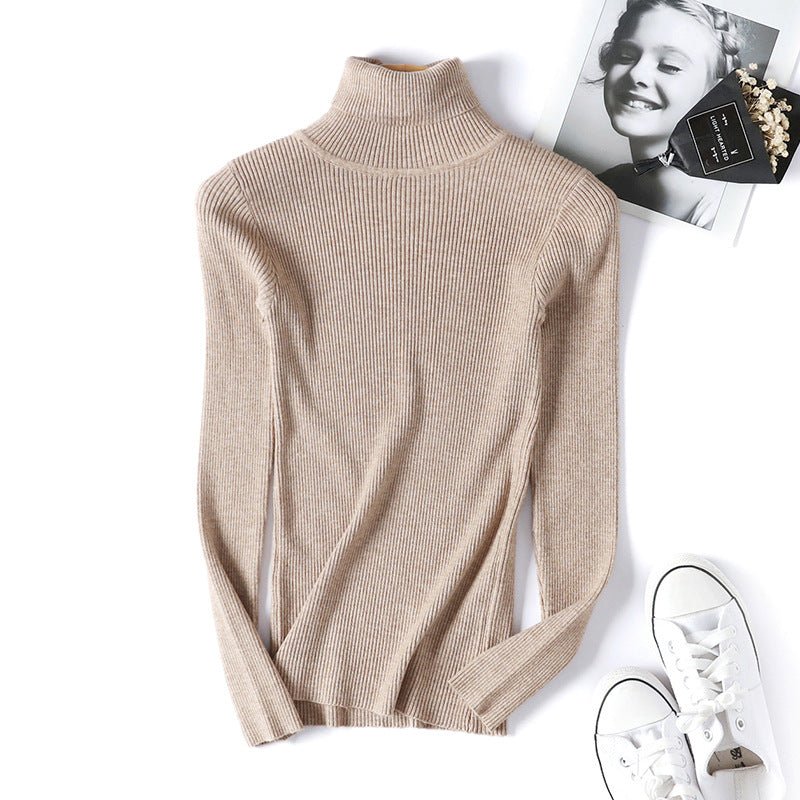 Turtleneck sweater long sleeve slim fit solid color high neck FD - Image 8