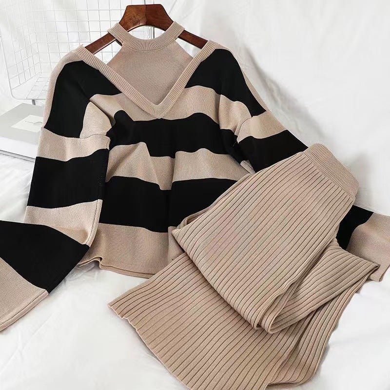 Two-piece Suit Women's Halter-neck Top with High-waisted Drape Wide-leg Pants (FD) - Image 5