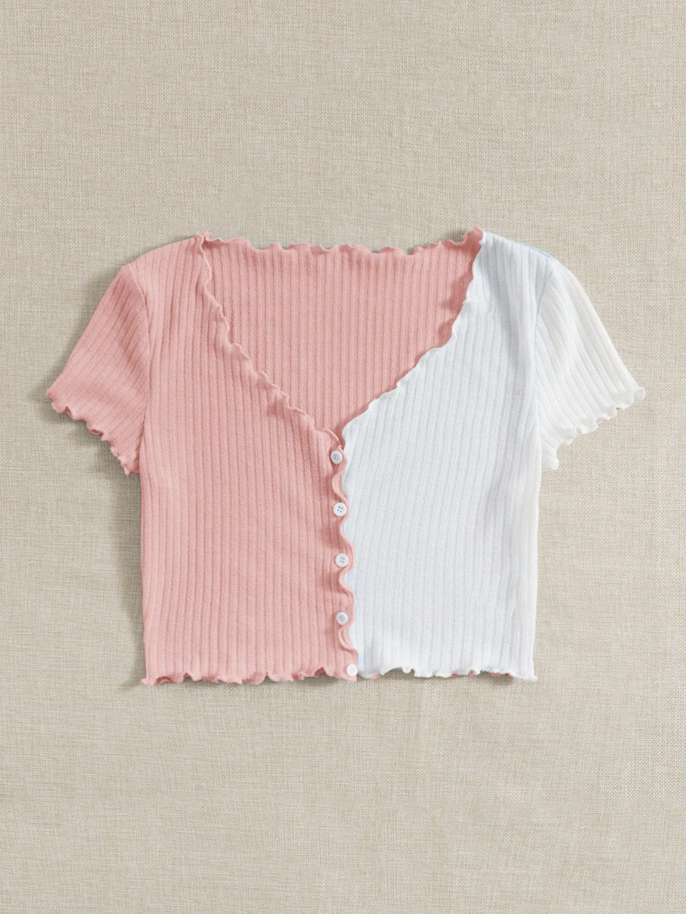 Two Tone Lettuce Trim Tee - Image 2