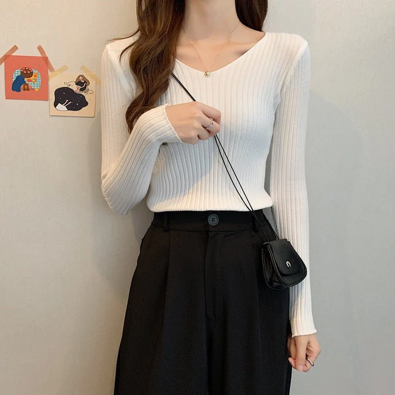 V Neck ribbed winter top for women - Image 18