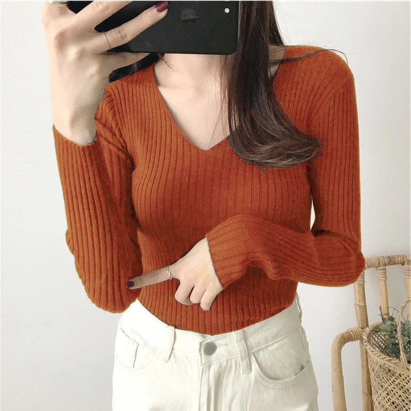 V Neck ribbed winter top for women - Image 3