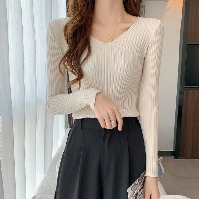 V Neck ribbed winter top for women - Image 4