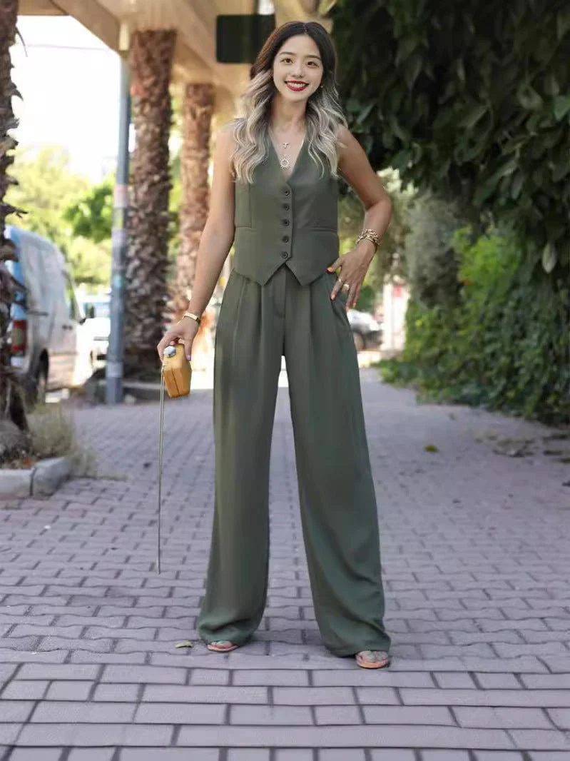 V-neck sleeveless vest vest drape wide-leg trousers casual suit - Image 10