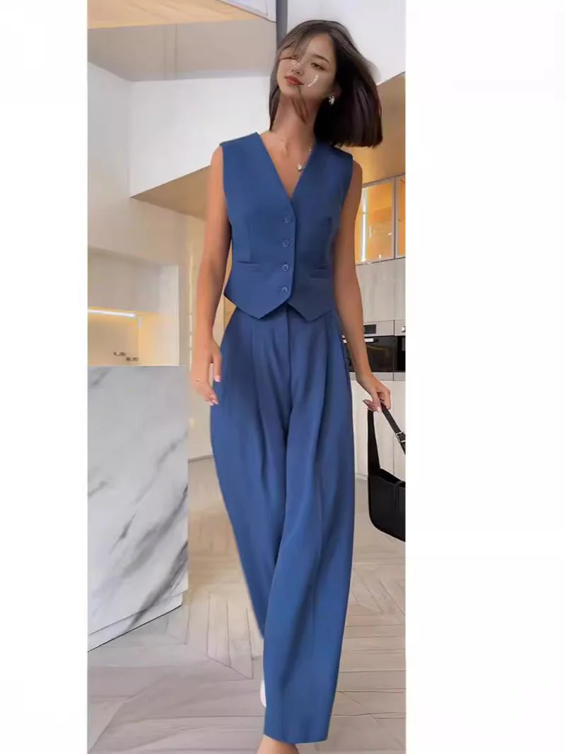 V-neck sleeveless vest vest drape wide-leg trousers casual suit - Image 11