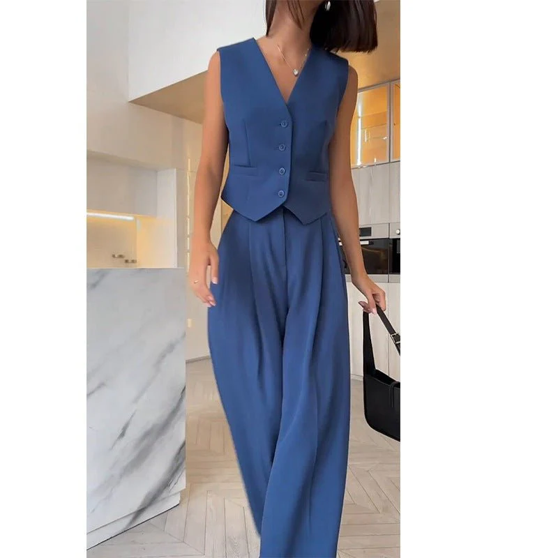 V-neck sleeveless vest vest drape wide-leg trousers casual suit - Image 7