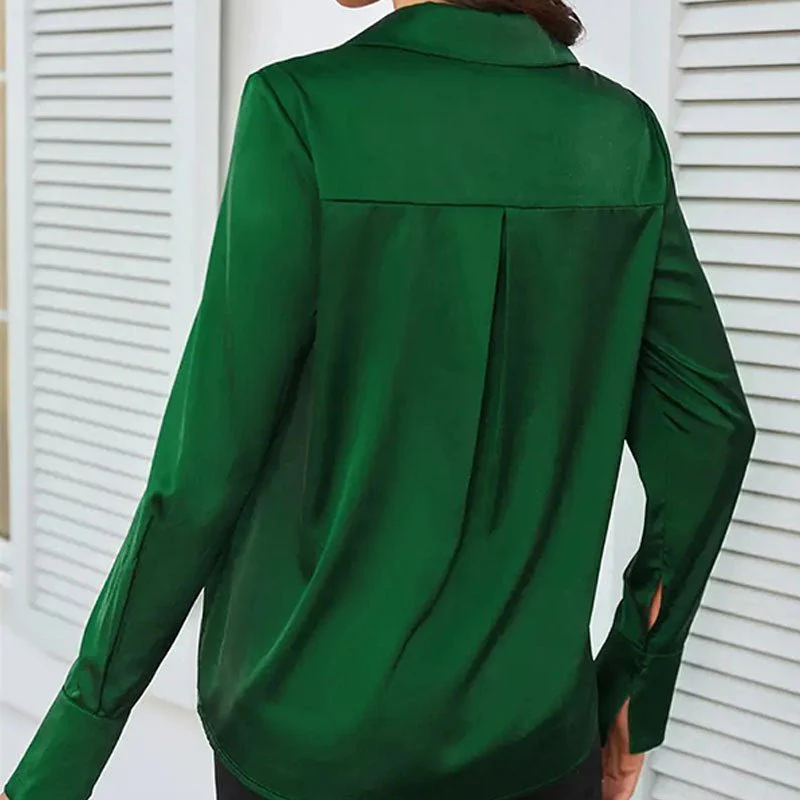 V-neck top women's shirt sleeve cardigan button shirt women's spring and summer blouse - Image 13
