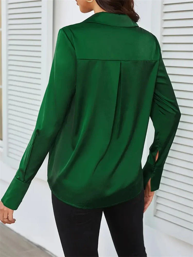 V-neck top women's shirt sleeve cardigan button shirt women's spring and summer blouse - Image 6