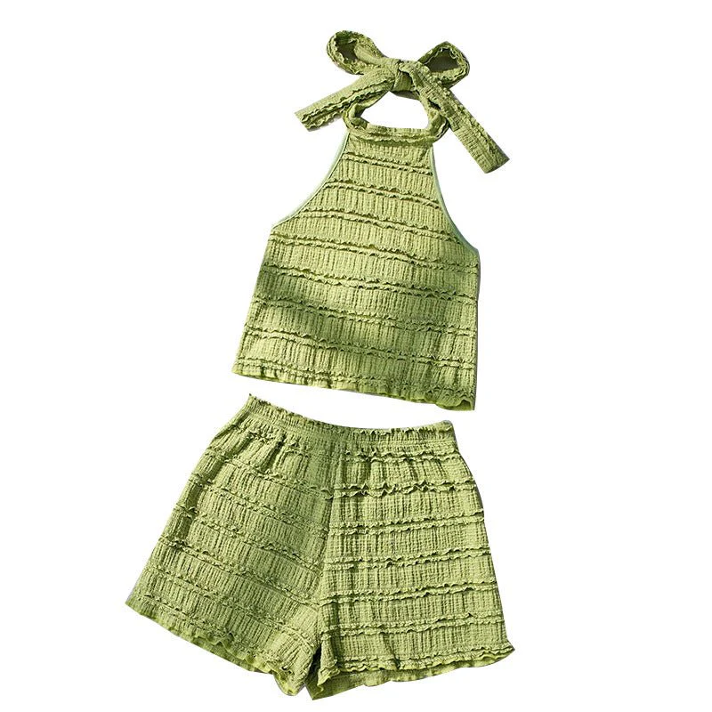 Vacation style suspender top hot pants set beach short suit women - Image 5