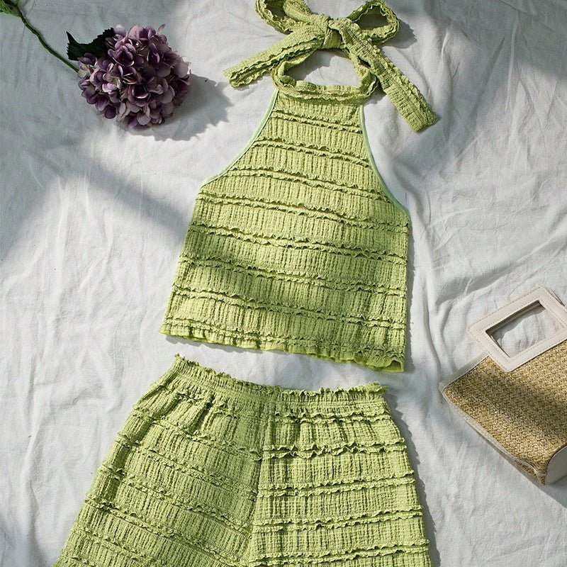 Vacation style suspender top hot pants set beach short suit women - Image 6