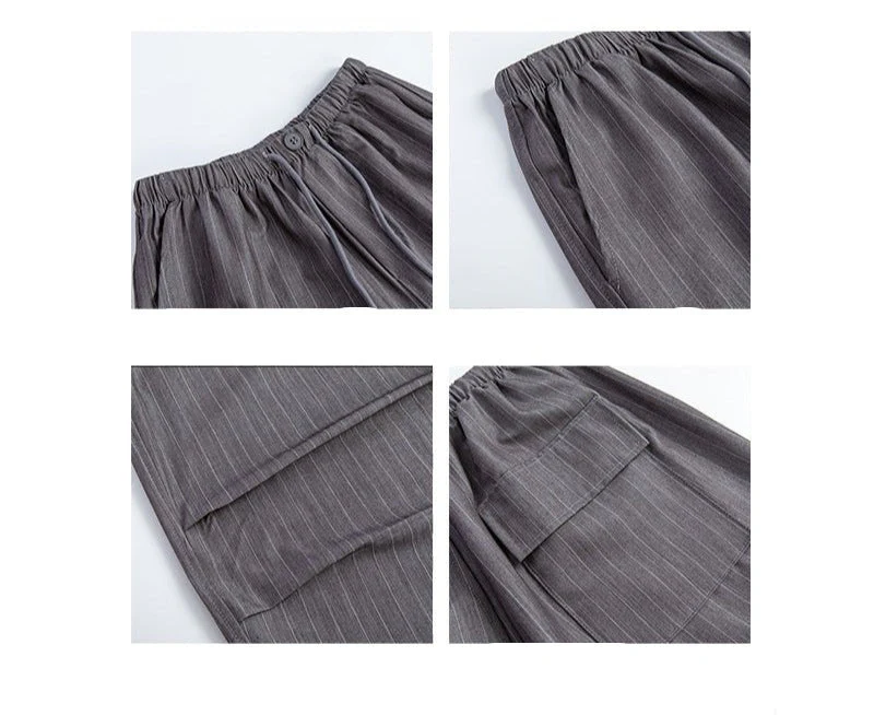 Vertical suit pants drape pants women's summer thin and thin loose straight pants high waist women's ice silk wide leg pants - Image 2