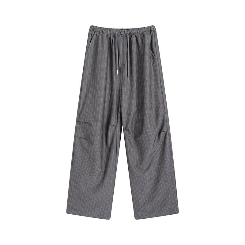 Vertical suit pants drape pants women's summer thin and thin loose straight pants high waist women's ice silk wide leg pants - Image 5