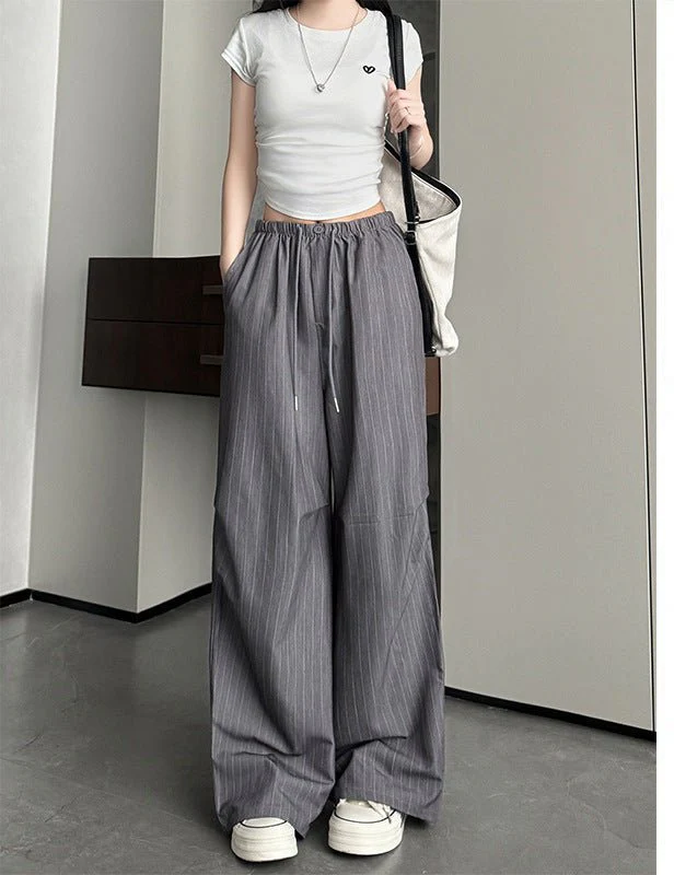 Vertical suit pants drape pants women's summer thin and thin loose straight pants high waist women's ice silk wide leg pants - Image 6