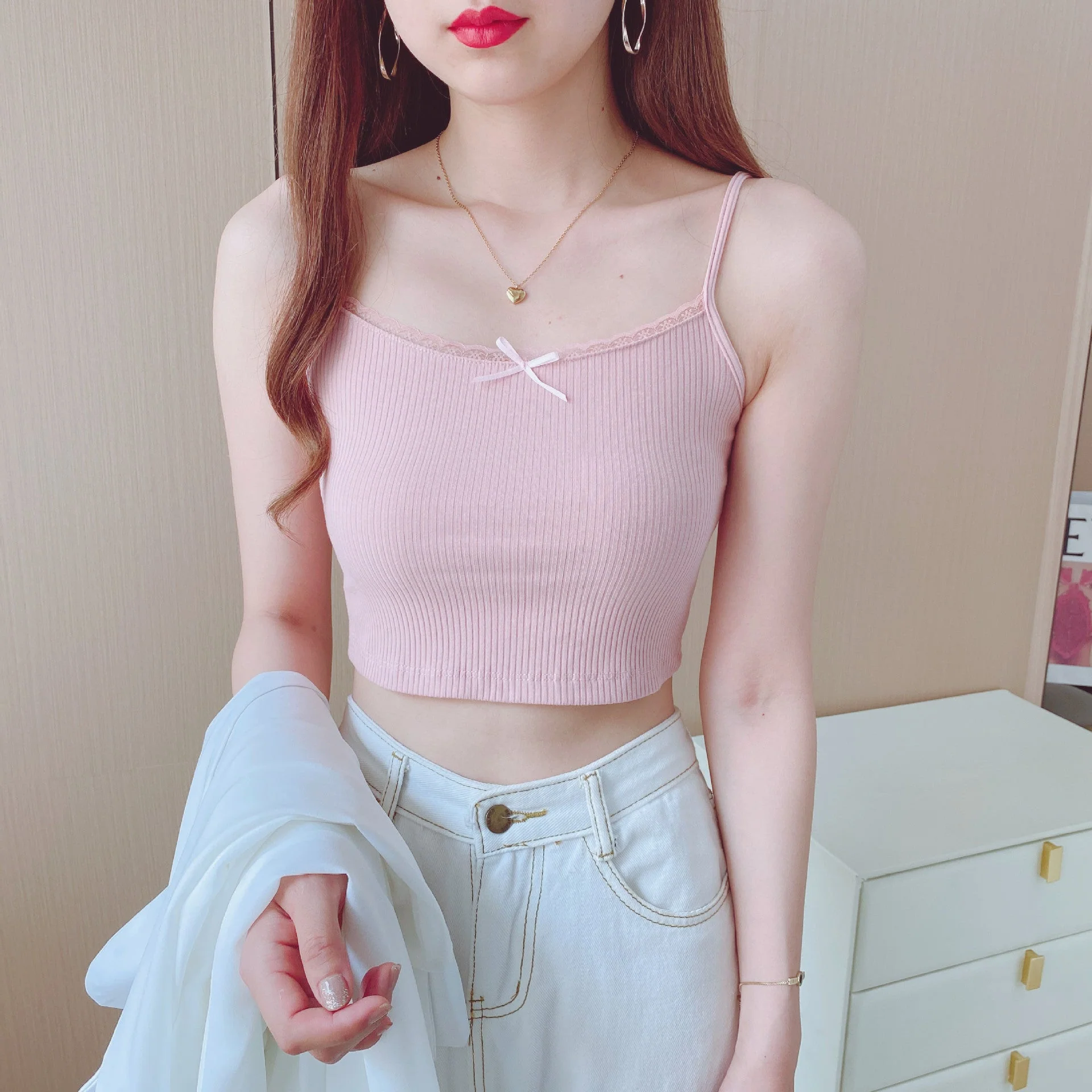 Vest women 2025 summer new style girls Japanese style inner wear lace floral small sling outer wear clothes women's clothing - Image 11