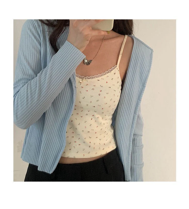 Vest women 2025 summer new style girls Japanese style inner wear lace floral small sling outer wear clothes women's clothing - Image 16