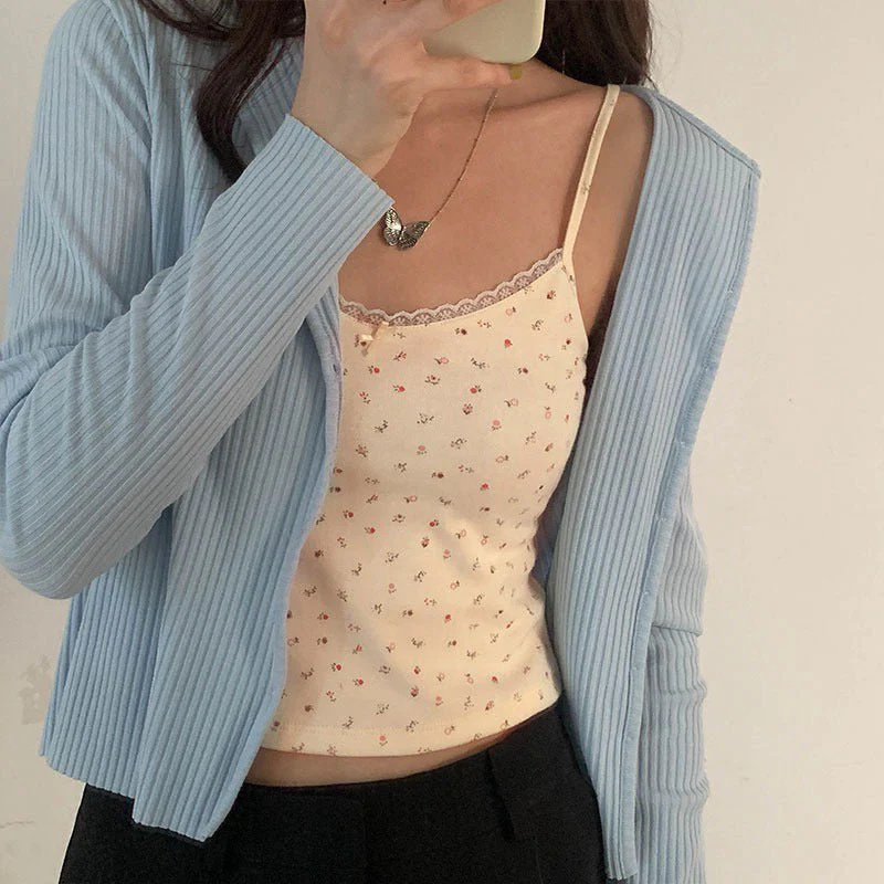 Vest women 2025 summer new style girls Japanese style inner wear lace floral small sling outer wear clothes women's clothing - Image 4