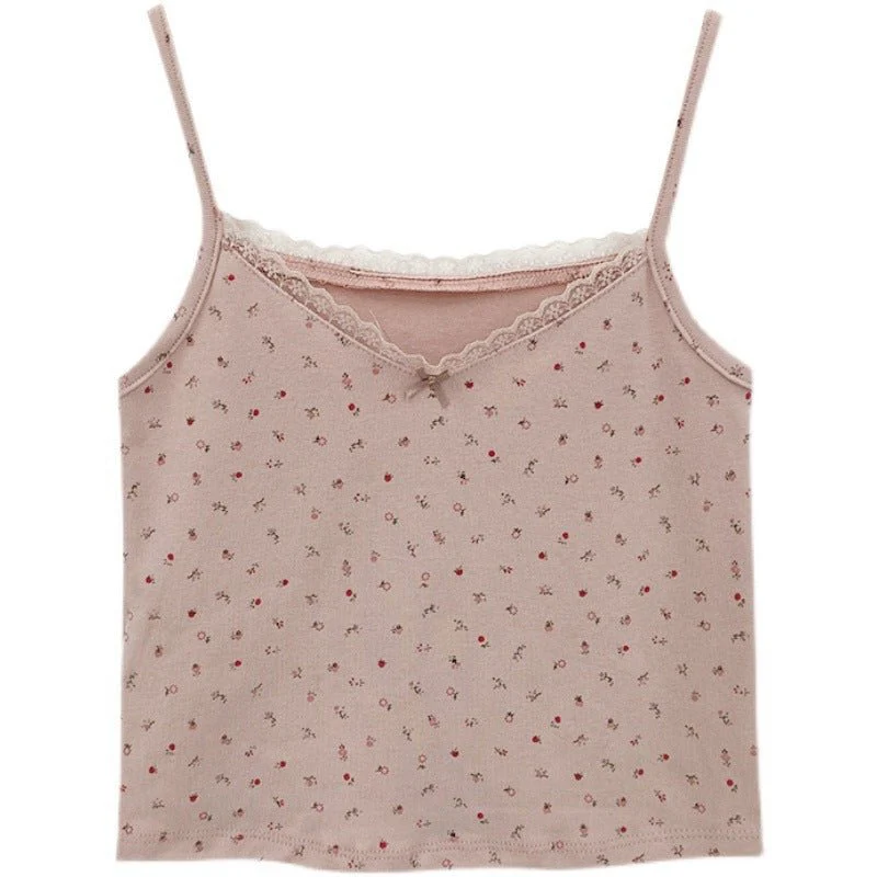 Vest women 2025 summer new style girls Japanese style inner wear lace floral small sling outer wear clothes women's clothing - Image 5