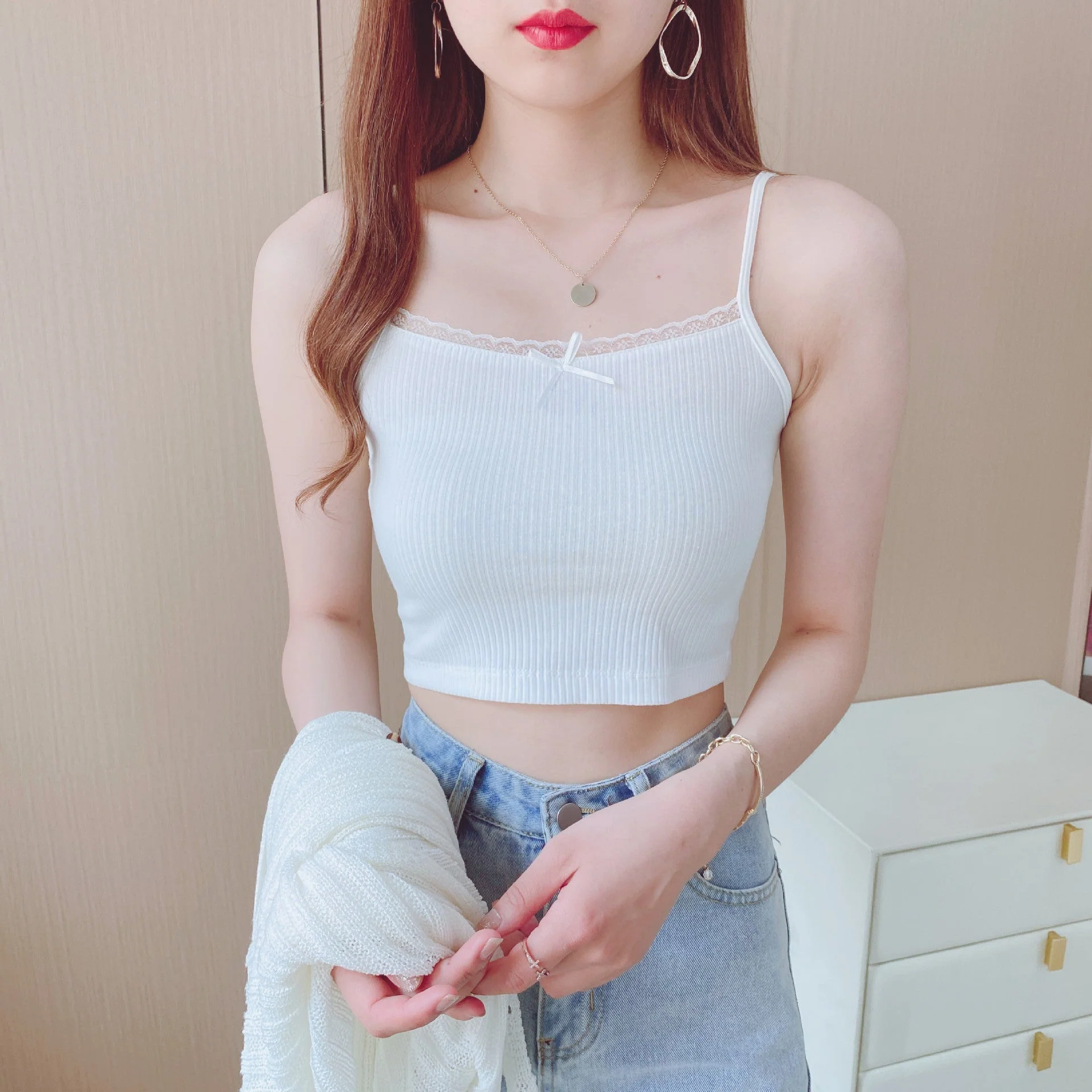 Vest women 2025 summer new style girls Japanese style inner wear lace floral small sling outer wear clothes women's clothing - Image 9