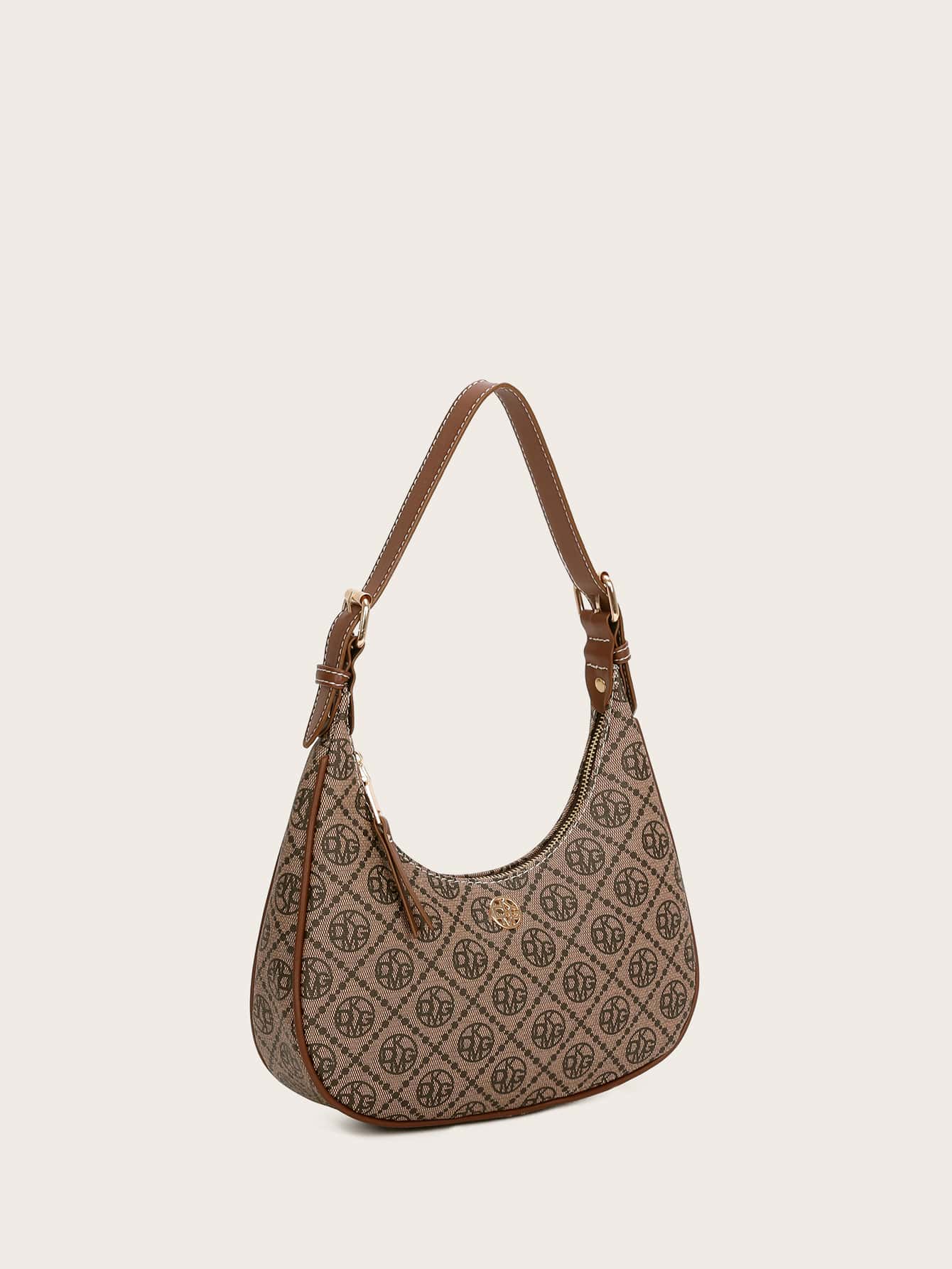 Vintage Retro Pattern Design Pu Zipper Closure Shoulder Bag - Image 3