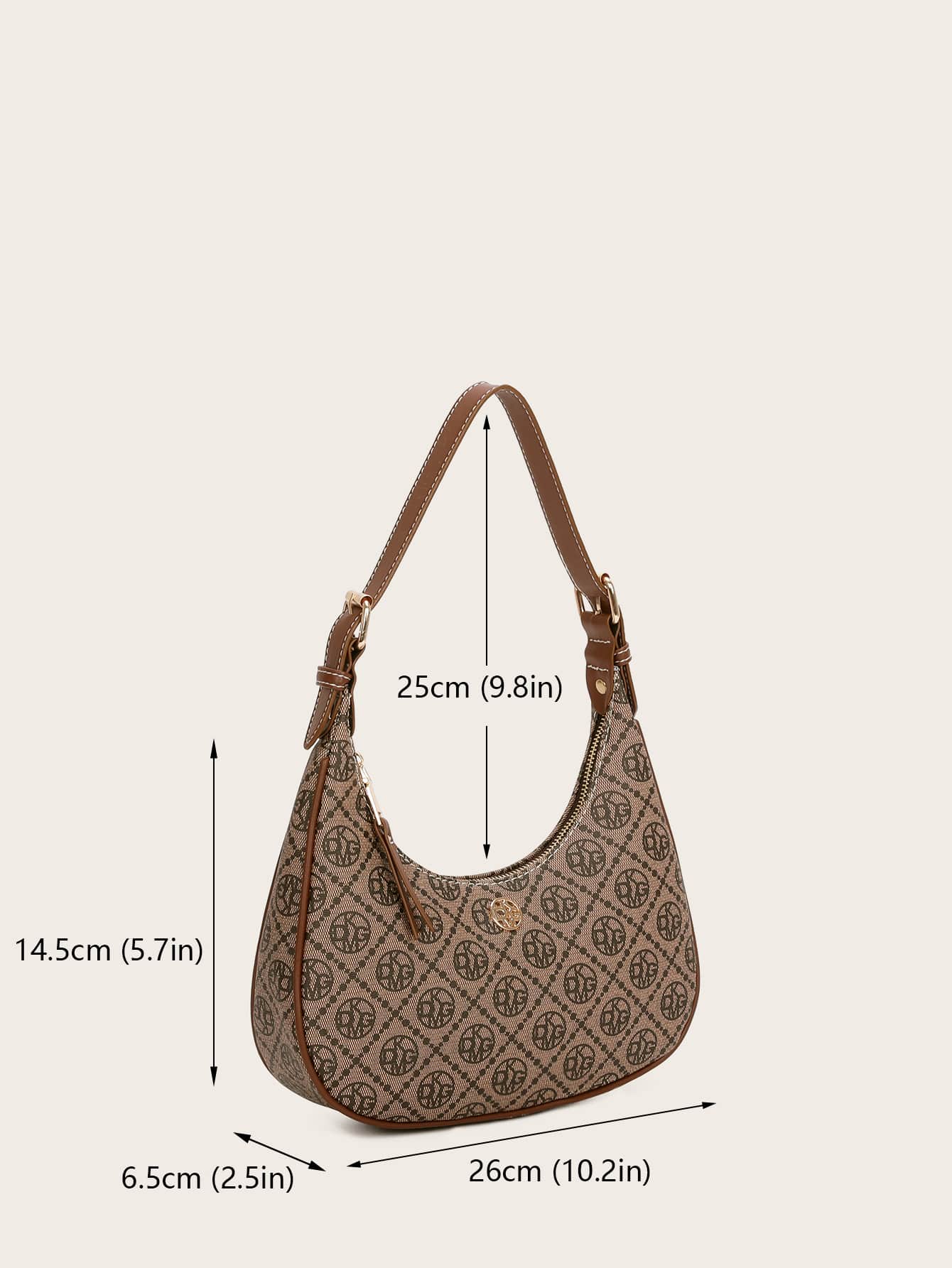 Vintage Retro Pattern Design Pu Zipper Closure Shoulder Bag - Image 4
