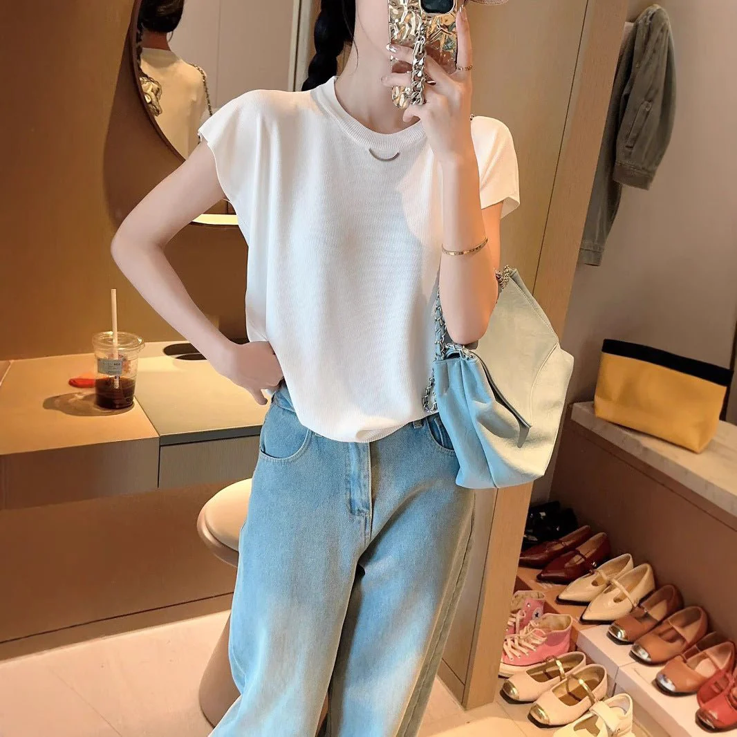 Viscose T-Shirt – Summer 2025 Fresh & Sweet Short Sleeve Pullover with Feifei Sleeves - Image 4