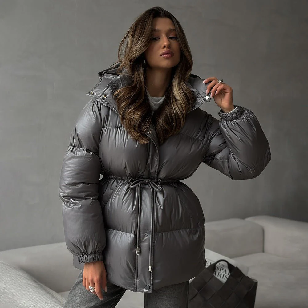 Warm Embrace | Women's Slim Fit Cotton-Padded Puffer Jacket with Detachable Hood - Image 2