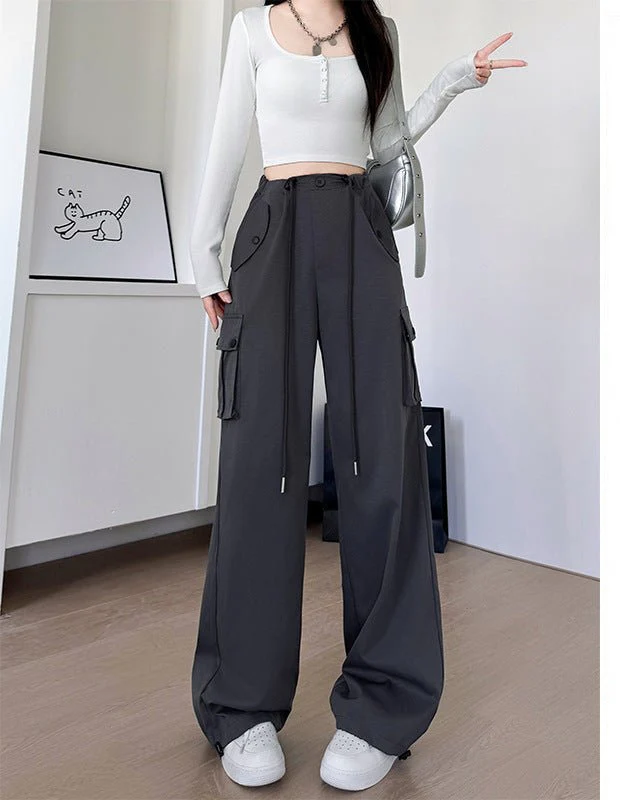 White American overalls women's spring, autumn and summer 2025 new high waist drape wide leg sweatpants casual slimming sports pants - Image 11