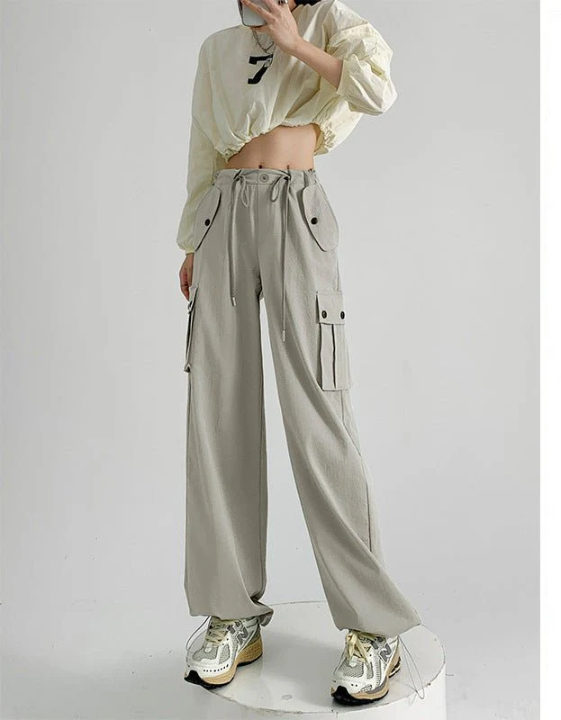 White American overalls women's spring, autumn and summer 2025 new high waist drape wide leg sweatpants casual slimming sports pants - Image 12