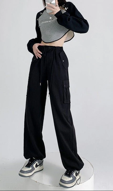 White American overalls women's spring, autumn and summer 2025 new high waist drape wide leg sweatpants casual slimming sports pants - Image 13