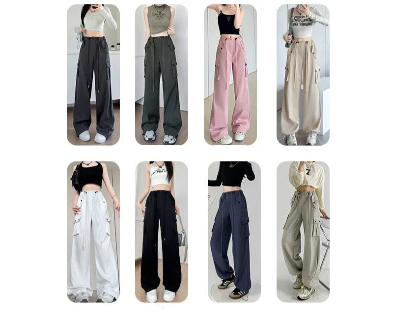 White American overalls women's spring, autumn and summer 2025 new high waist drape wide leg sweatpants casual slimming sports pants - Image 2